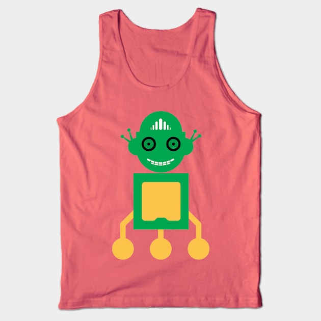 Happy green robot Tank Top by EngineersArt